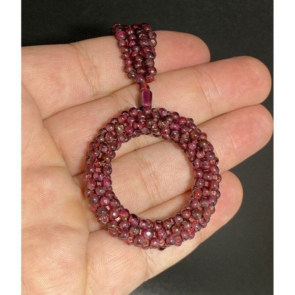 Vintage Garnet Pyrope Hoop Beaded Necklace Cluster Berry Accents 29 inches - Picture 4 of 6